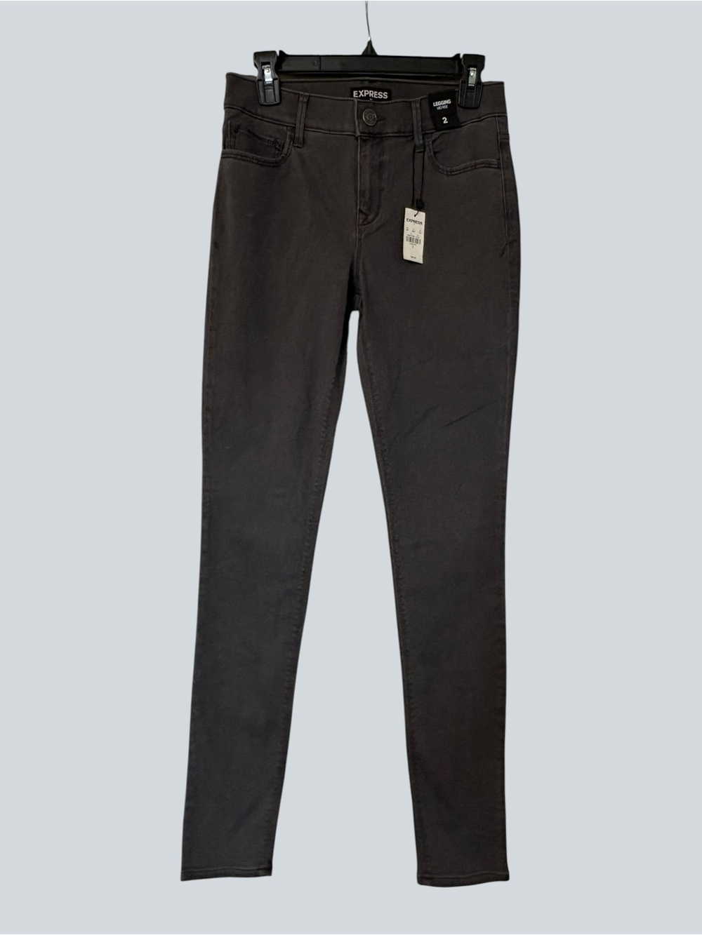 Express Gray Mid-Rise Legging Jeans - Size 2 - Picture 2 of 5